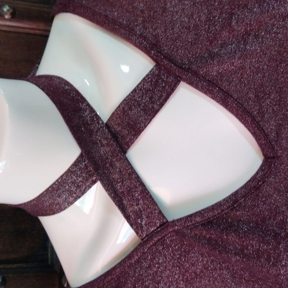 SZ M Unique Top With Crisscross Tie Brown Plum - Picture 2 of 7